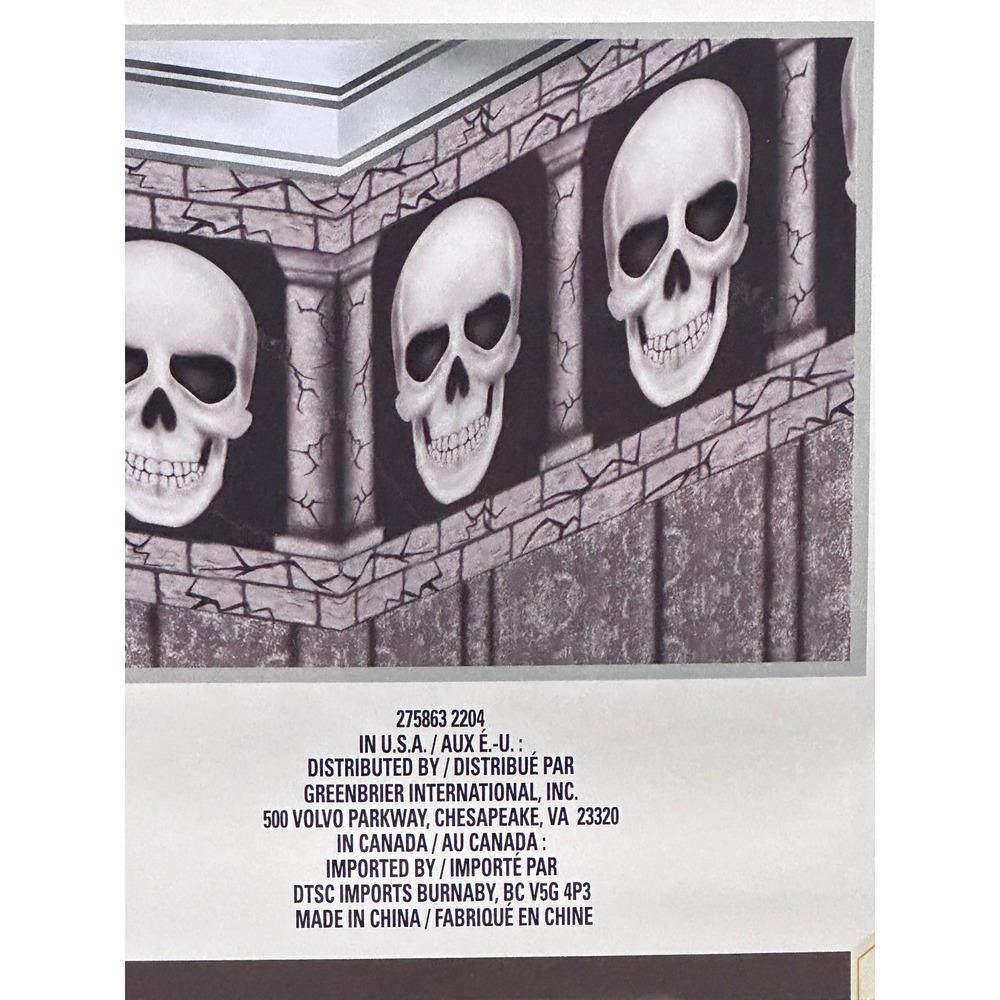 Halloween Wall Border Skulls Brick Stone 12 in x‎ 25 ft Decoration New